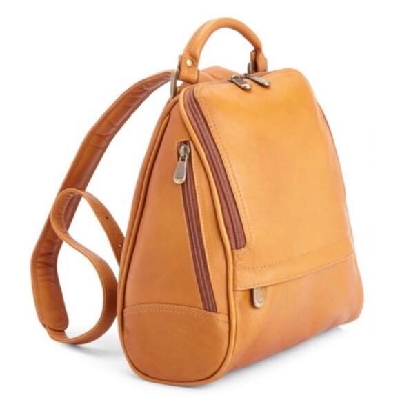 ROYCE NEW Tan 100% Leather Vaquetta Backpack Bag $500 Retail Travel Laptop Delta - Picture 1 of 5